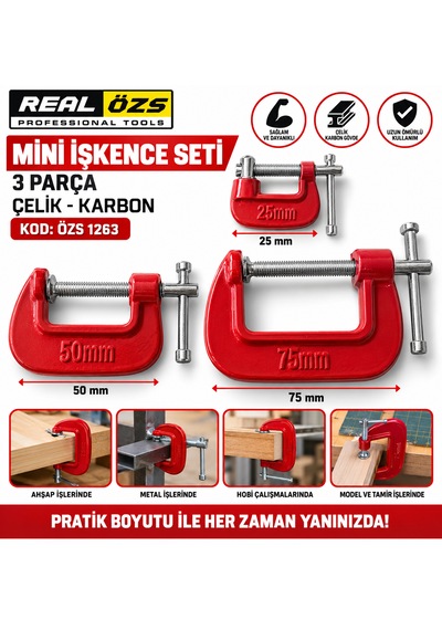 Mini İşkence Seti 3 Parça Çelik Karbon Kod : Özs 1263