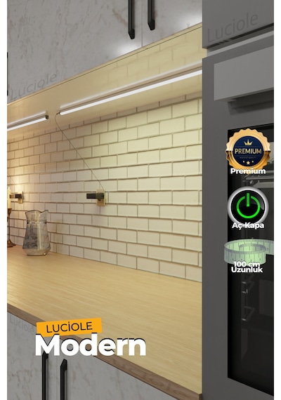 Mutfak Tezgah Altı Led Mutfak Işık Bar Aç Kapa Günışığı Yapışkanlı 1 Metre - Led Işık Mtgun1