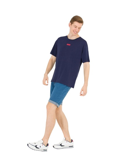 Erkek Comfort Bisiklet Yaka Tişört Lacivert