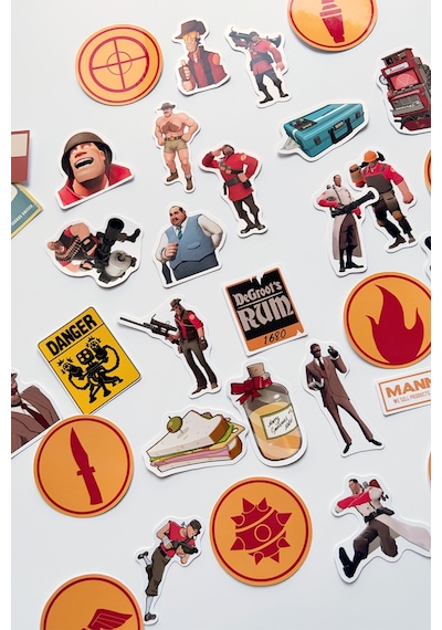 Team Fortress 2 Tf2 33 Parça Kaliteli Laptop Telefon Termos Etiket Seti
