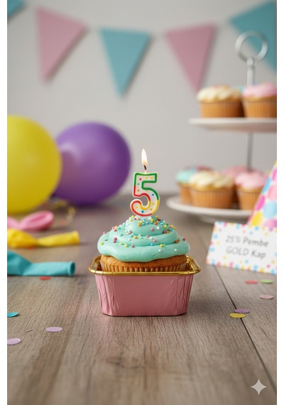 Pembe Cupcake Kapsülü İçi Metalize Gold 25'li - Pasta Ve Kek Sunum Kapsülü Diğer