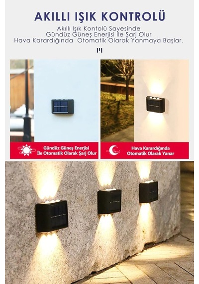 6ledli Solar Duvar Lambası Aplik Güneş Enerji Gün Işığı 2 Li Set Diğer