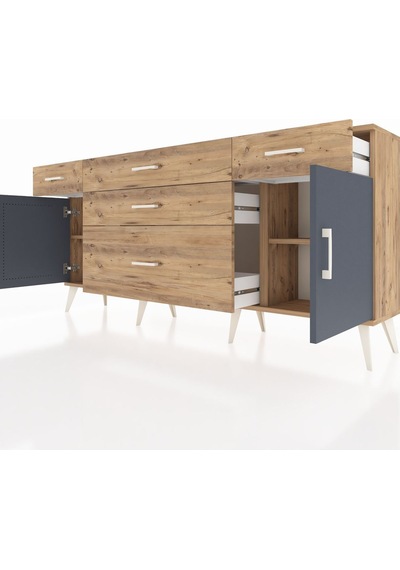 Arges Konsol 2 Raflı 5 Çekmeceli 2 Kapaklı 176x30x83 Çam-antrasit/çam Antrasit/çam Arges Konsol 2 Raflı 5 Çekmeceli 2 Kapaklı 176x30x83 Çam-antrasit/çam Antrasit/çam