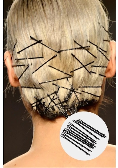 Technow 100 Adet Tel Saç Tokası+100 Adet 0.70 Saç Firketesi Toplam 200 Adet Siyah