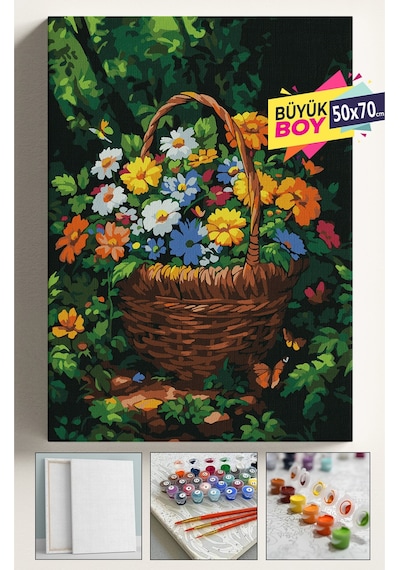 Sayılarla Boyama Seti Numaralı Tuval Fırça Boya Dahil Kasnaklı Set 50x70 Cm - Çiçeksepeti