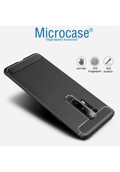 Microcase Oneplus 8 Pro Brushed Carbon Fiber Silikon Kilif -Siyah 439342532
