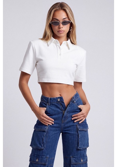 Holly Lolly Yüksek Bel Wide Leg Cargo Jean Pantolon Mavi