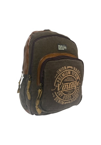 Old Cotton Cargo Kaliteli Siyah Vintage Salaş Baskılı Disayn Günlük Gezi Okul Sırt Çantası Revilla Bag 28x38cm Sarı