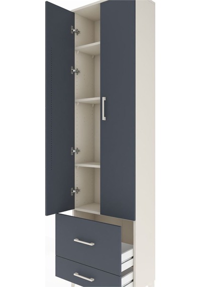 Arges Dolap 4 Raflı 2 Çekmeceli 2 Kapaklı 60x30x221 Aytaşı-antrasit Aytası