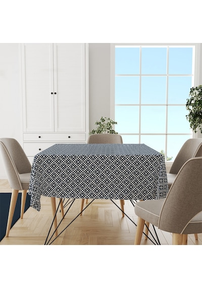 Adawall Mavi Geometrik Masa Örtüsü