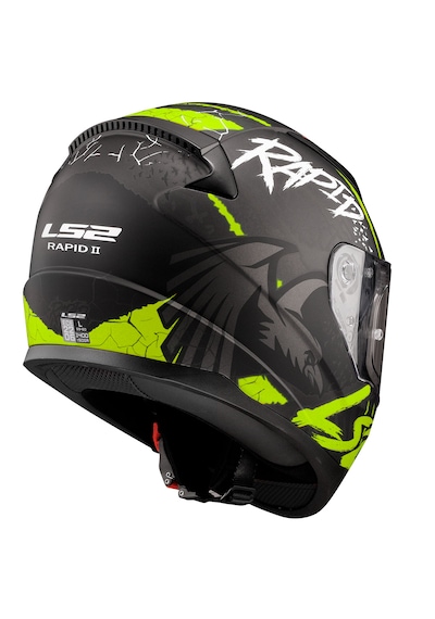 Ls2 Rapıd 2 Raven Motosiklet Kaskı Gri - Mat Siyah - Neon Sarı