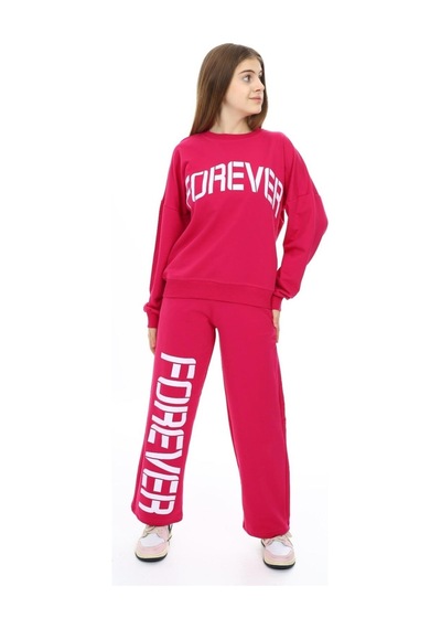 Angelos Girls Kız Çocuk Forever Baskılı Geniş Paçalı 2 İplik Eşofman Takımı Px7122 Fuşya Angelos Girls Kız Çocuk Forever Baskılı Geniş Paçalı 2 İplik Eşofman Takımı Px7122 Fuşya