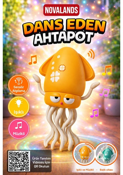 Dans Eden Şarjlı Müzikli Işıklı Ahtapot-emeklemeye Yardımcı Dansçı Kali Sarı