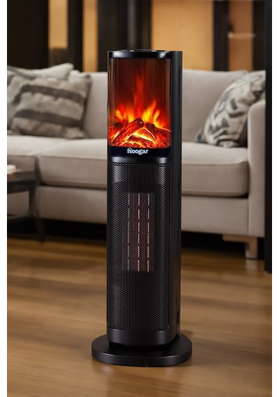 Hoogar German 2075 L Black Oben Seri Oled Şömineli Ekran Dijital Kule Tipi Turbo Hızlı Isıtıcı