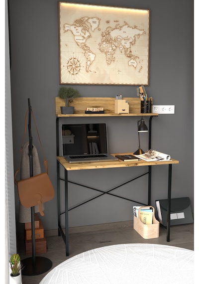 Parla Üstten Raflı Dekoratif Çalışma Masası 50x90 Cm Atlantik Çam