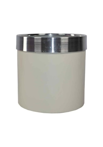 Rüzgar Yapay Çiçekçilik 22x22 Metal Saksı Krem Gümüş