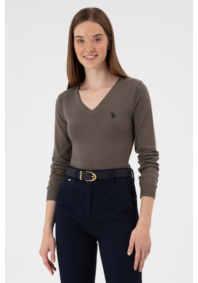 U.S. Polo Assn. Kadın Vizon V Yaka Basic Kazak 50313590-VR052