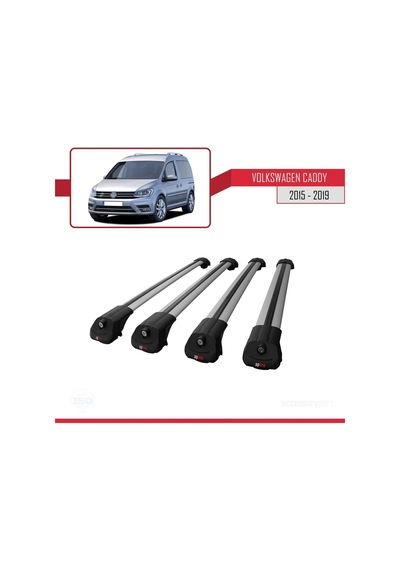 Volkswagen Caddy 2015-2019 Arası İle Uyumlu Ace-1 Ara Atkı Tavan Barı Gri 4 Adet Bar