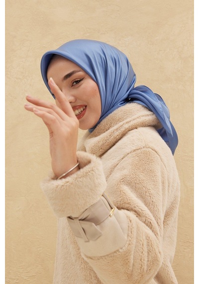 Silk Home Düz Shiny Eşarp - Kot Mavi - Kot Mavi