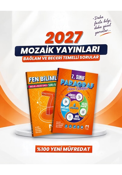 Mozaik Yayınları 2027 7. Sınıf Fen Bilimleri + Paragraf Yeni Müfredat Bağlam Temelli Soru Bankası Seti 2 Kitap