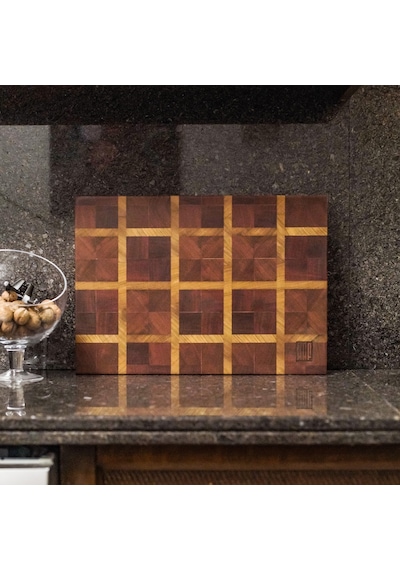 Kaf Ahşap Kesme Tahtası Kesme Tahtası Sapelli End-grain Large