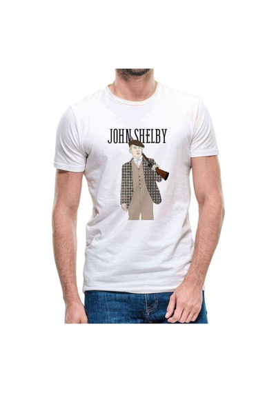 Peaky Blinders John Shelby İllustration Erkek Beyaz Tshirt