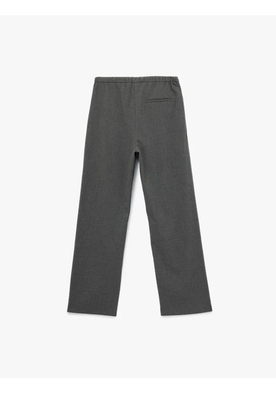 Koton Beli Bağcıklı Cepli Uzun Gri Kadın Pantolon 6wak40029pw Gri