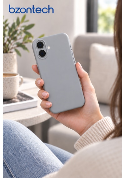 Apple iPhone 17 Uyumlu Kılıf Renkli Lansman İçi Kadife Yumuşak Kamera Yükseltili Silikon Andezit