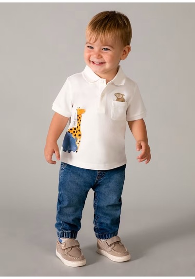 Mayoral Erkek Çocuk Polo T-shirt 1108 Krem
