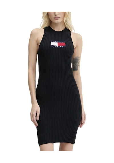 Tommy Jeans Tjw Flag Sweater Mını Dress Ext Kadın Siyah Elbise Dw0dw20877bds Siyah
