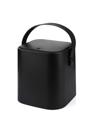 Tutma Saplı İç Kovalı Tezgah Üstü Mutfak Çöp Kovası, 4 Litre, Kilitli Kapak, Click Kapak, 20x20 Siyah