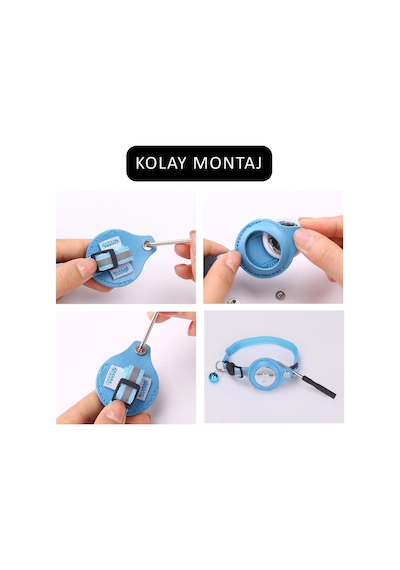 Etashop Airtag Uyumlu Reflektif Kedi Tasması Zilli Ayarlanabilir Kedi Boyun Tasması 22-32 Cm Pembe