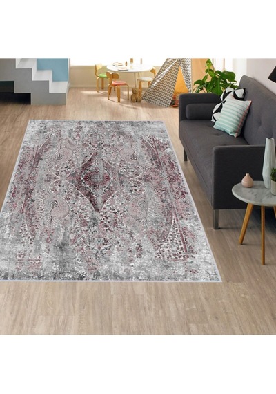 Eliana Home Baskılı, Yıkanabilir Kaymaz Taban Salon Halısı Eli1638-ht935 Gri