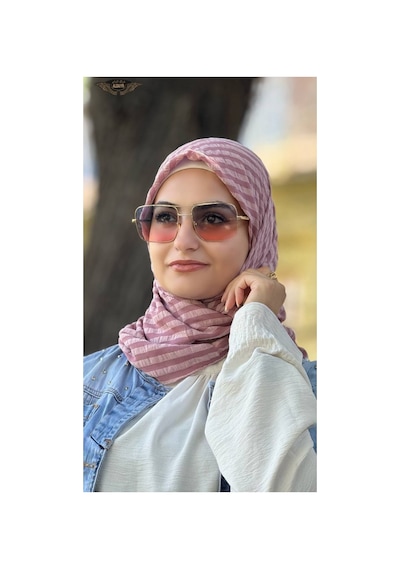 Aldaıyr Adet - Jakarlı Caz Eşarp 120 X120 Pamuk Koyu 3pembe