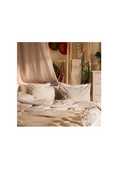 Ikea Solfıbbla Çift Kişilik Nevresim Takımı 220 X 240 Cm Beyaz - Bej Bej - Beyaz