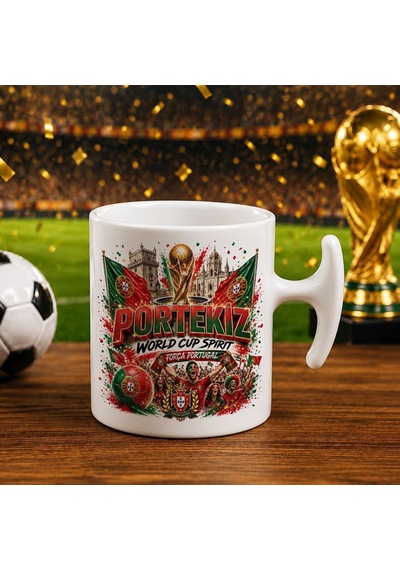 Bk Gift Portekiz Taraftar Temalı Dünya Futbol Kupası Tasarımlı Hammer Kupa Bardak Beyaz