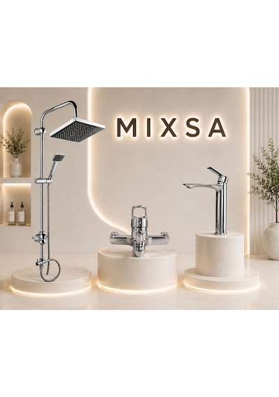Krom Robot Duş Seti Lüx Banyo Bataryası Premium Çanak Lavabo Bataryası 3'lü Set Çanak Lavabo Uyumlu Set