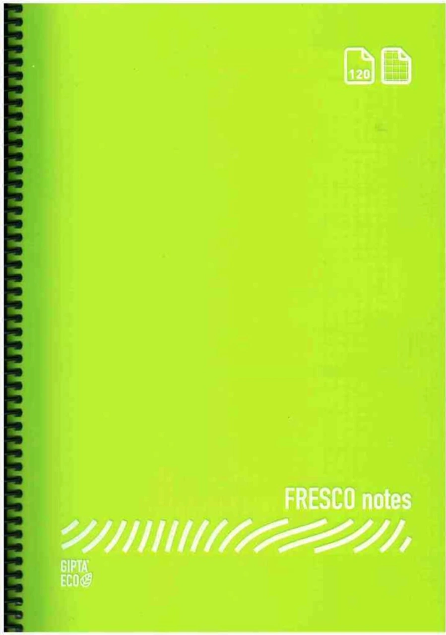 Fresco Spiralli Plastik Kapak Defter 120 Yaprak Kareli A4 Ebat - 2 Adet