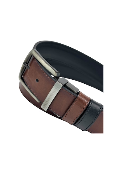 Süzer Deri 4 Cm. Çift Taraflı Spor Model Suni Deri Unisex Kot Kemer Kahverengi/siyah Kahverengi