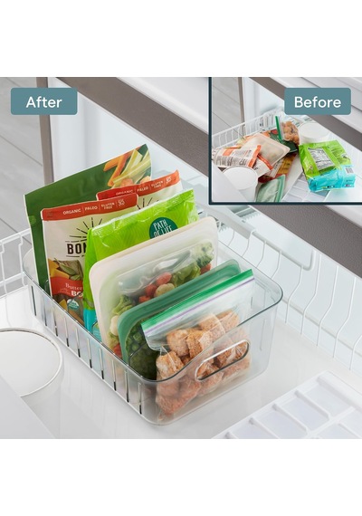 Freezeup Dondurucu Kutusu 12 İnç, Bpa İçermeyen Buzdolabı Düzenleyici, Ayarlanabilir Bölücüler Ve Dondurulmuş Yiyecekler Ve Artıklar İçin Kulplu