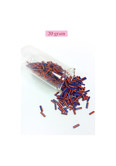 Uzun Boru Kesme Boncuk Çap 2mm Uzunluk 10 Mm - 20 Gram - Turuncu Mavi - Bnc238