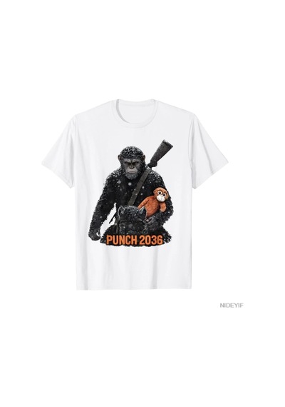 Tarzsokak Bebek Maymun Yumruğu Sevimli Maymun Yumruğu Maymun Meme T-shirt Erkekler Kadınlar Için % 100% Beyaz