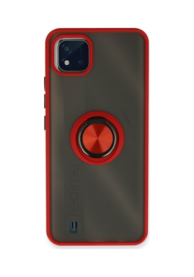 Realme C11 2021 Uyumlu Kılıf Montreal Yüzüklü Silikon Kapak - Kırmızı