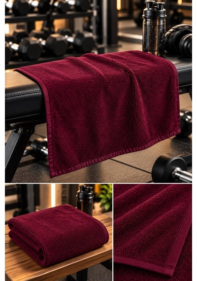 Yüksek Emici Hızlı Kuruyan Spor Salonu Havlusu Spor Havlusu %100 Organik Pamuk 50 X 90 Bordo - 945185160 Bordo