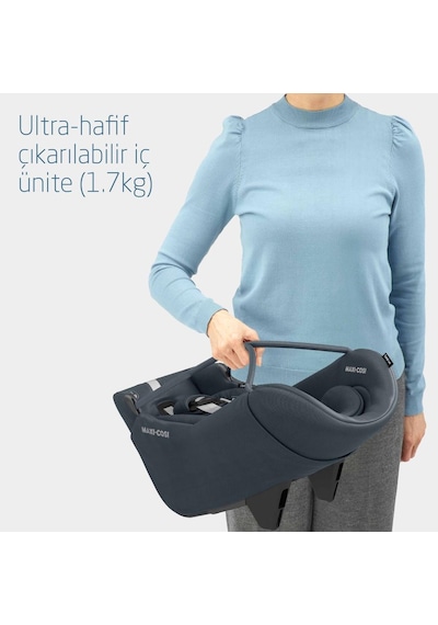 Maxi-Cosi Coral 360 Dönebilir Isofix Bazalı 2'si Bir Arada Ana Kucağı ve Oto Koltuğu Essential Graphite