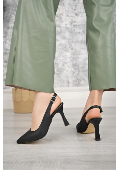 Nesilshoes Nesil Shoes Tam 175 Siyah Topuklu Kadın Sandalet