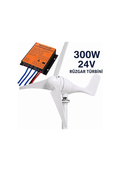 300w 24v Rüzgar Türbini 6 Kanat + Şarz Kontrol Cihazı