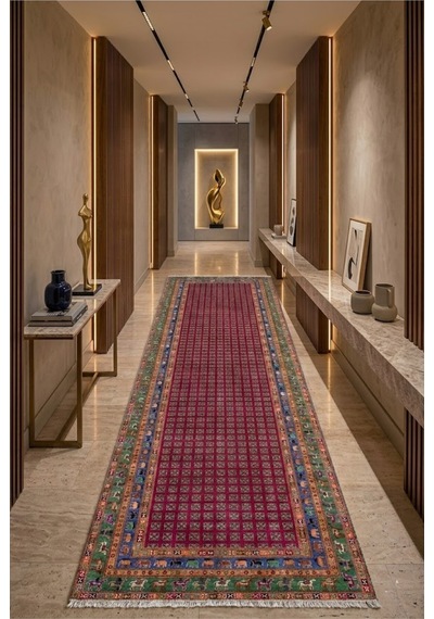 Dekoratif Halı Kaymaz Taban Leke Tutmaz Yıkanabilir Kilim Özel Ölçü Salon Halısı 3023-01 Çok Renkli