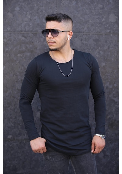 Famoda Yeni Sezon Erkek Uzun Kollu Siyah T-shirt 001