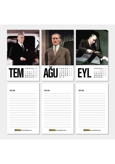 2027 Atatürk Takvimi Haftalık Planlayıcı Masa Takvimi Kraft